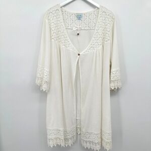 Swim 365 Cover Up‎ Kimono Cardigan Duster Plus Size 26 28 Crochet Beach Resort